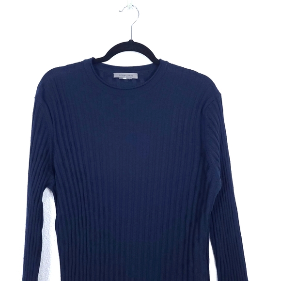 Corneliani Men's Virgin Wool Ribbed Navy Blue Jumper Sweater - Picture 3 of 15